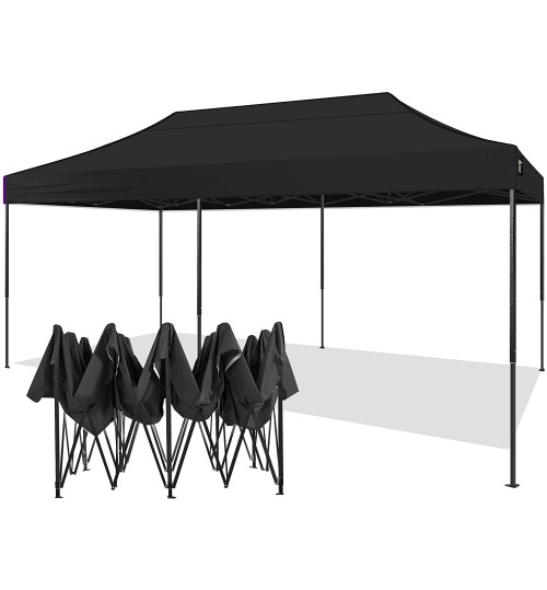 AMERICAN PHOENIX 10x20 Canopy Tent Pop Up Portable Instant Commercial Tent Heavy Duty Outdoor Market Shelter (10'x20' (Black Frame), Black)