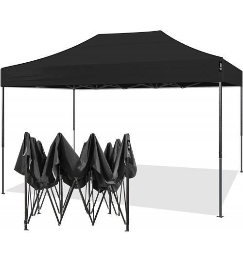 AMERICAN PHOENIX 10x15 Ez Pop Up Canopy Tent Portable Commercial Instant Canopies Outdoor Market Shelter (10'x15' (Black Frame), Black)